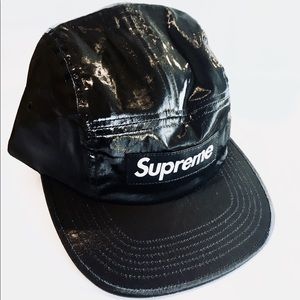 NWT SUPREME black coated linen camp cap